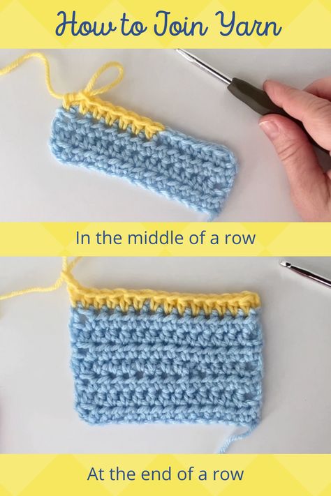 Joining New Yarn In Crochet, How To Join Threads In Crochet, How To Turn Your Crochet Work, How To Connect Yarn When Crocheting, Joining Wool In Crochet, How To Join Different Color Yarn In Crochet, How To Join Yarn In Crochet, Best Way To Join Yarn In Crochet, Adding New Skein Of Yarn Crochet