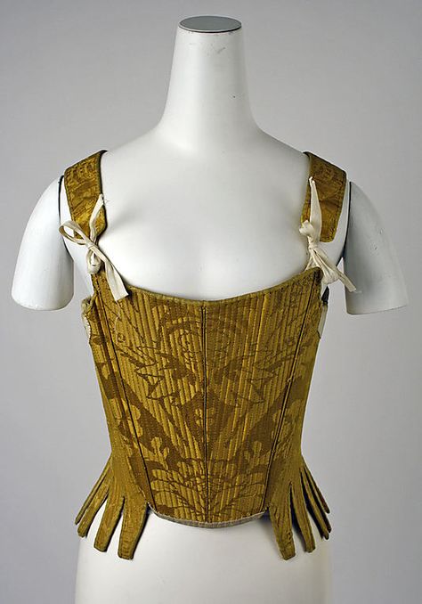 Corset  Date: early 18th century Culture: Spanish Medium: silk 18th Century Stays, 18th Century Women, 18th Century Dress, 18th Century Clothing, 18th Century Fashion, Vintage Corset, Century Clothing, Diana Gabaldon, Costume Institute