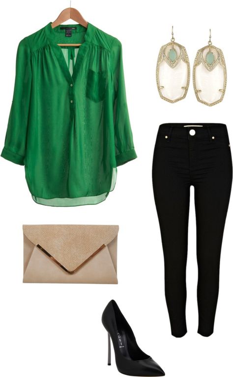 Отличный комплект для повседневки Green Shirt Outfits, Green Top Outfit, Dinner Outfits, Holiday Dinner, Green Shirt, Green Blouse, Work Attire, Looks Style, Mode Style