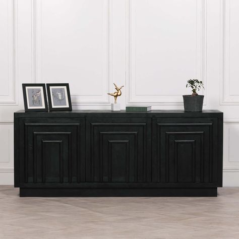 Black Buffet Sideboard, Geometric Sideboard, Black Sideboard Buffet, Black Wood Sideboard, Mango Wood Sideboard, Sideboard Black, Contemporary Sideboard, Black Sideboard, Large Sideboard