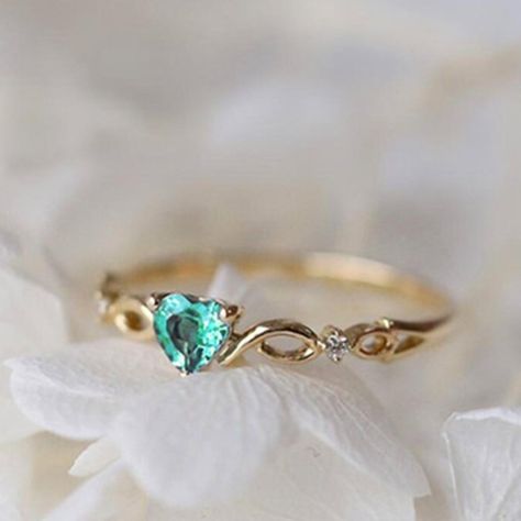 "Gold Green Heart Dainty Anillos Princess Diamond Ring For Women, Vip264 Stone: Cubic Zirconia Metal : Gold Plated On Brass Comfortable And Durable Material Comes With Attractive Packaging!! Occasion: Anniversary, Engagement, Gift, Party, Wedding, Personal Use, Etc. Message Me For Any Query. Thank You " Romantic Birthday Gifts, Birthday Gift For Girlfriend, Princess Diamond Ring, Romantic Birthday, K Fashion, Birthday Gifts For Girlfriend, Finger Rings, Princess Diamond, Blue Rings