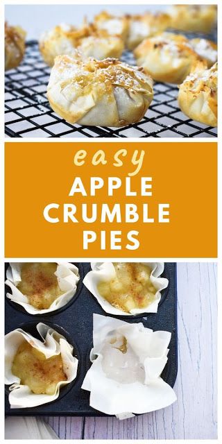 Easy Filo Apple Crumble Pies Phylo Pastry Recipes, Philo Pastry, Apple Kuchen Recipe, Easy Mini Apple Pies, Filo Pastry Recipes, Easy Apple Crumble, Vegan Pies Recipes, Phyllo Dough Recipes, Phyllo Recipes