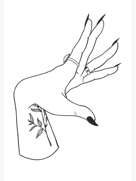 "Witch Hand" Art Print by RainyTuesday | Redbubble Hands Writing Drawing, A Witch Drawing, Hand Illustration Drawing, Magic Hand Drawing, Witch Hands Drawing, Woman Hands Drawing, Witchy Art Aesthetic, Witch Hands Tattoo, Witches Hand