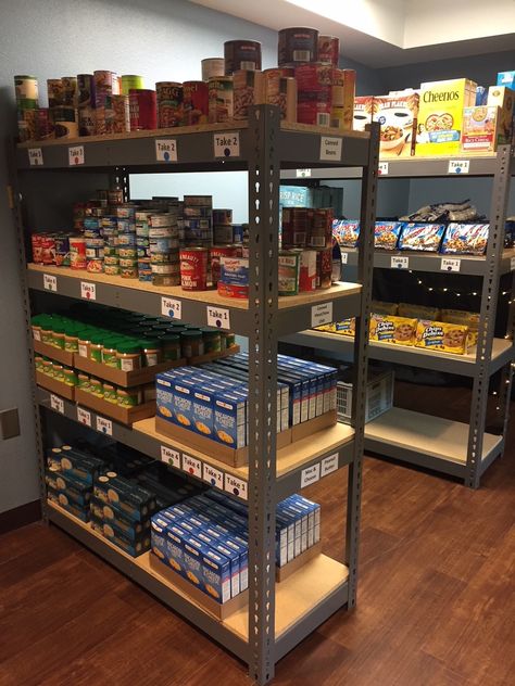 Food Pantry Shelves - Ideas on Foter Home Food Storage Room, Cold Room Storage Ideas Shelves, Bunker Food Storage, Basement Food Storage Ideas, Garage Pantry Organization Ideas, Basement Food Storage, Food Pantry Ideas, Stock Pantry, Stockpile Organization