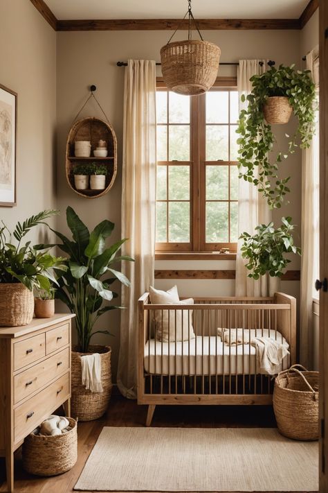 20 Cute Baby Boy Nursery Ideas For Your Little One – ToolzView Boho Jungle Theme Nursery, Mixed Woods Nursery, Nursery Brown Walls, Nursery With Wood Floors, Small Nursery Corner, Peaceful Nursery Ideas, Organic Nursery Ideas, Earth Tone Baby Nursery, Natural Crib Nursery