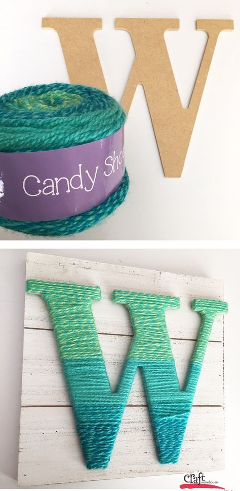 Making a yarn wrapped letter at Craft Warehouse Yarn Crafts To Sell, Initial Crafts, Yarn Wrapped Letters, Yarn Letters, Yarn Crafts For Kids, Easy Yarn Crafts, Scrap Yarn, Diy Yarn Crafts, Sand Crafts