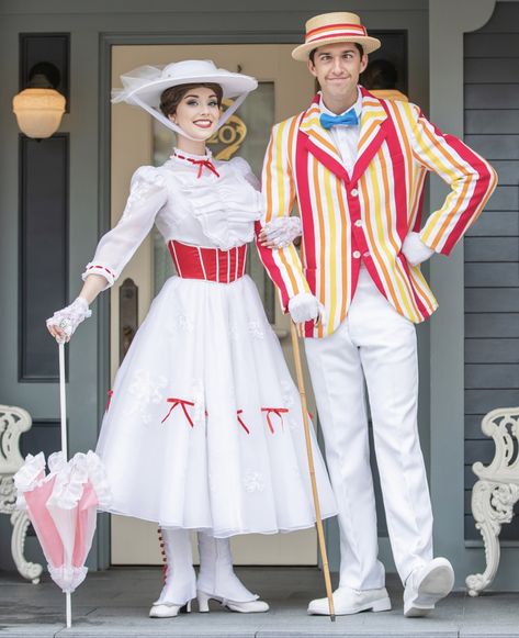 Mary poppins and bett Mary Poppins Couple Costume Diy, Bert And Mary Poppins Costume, Bert Costume Mary Poppins, Bert Mary Poppins Costume, Marry Poppins And Bert Costume, Marry Poppins Halloween Costume, Merry Poppins Costume, Mary Poppins Couple Costume, Marry Poppins Outfits