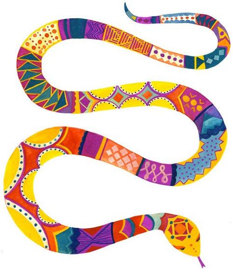 Rainbow Tattoo, Snake Painting, Rainbow Snake, Colorful Snakes, Rainbow Serpent, Snake Drawing, Year Of The Snake, Snake Art, Aboriginal Artwork