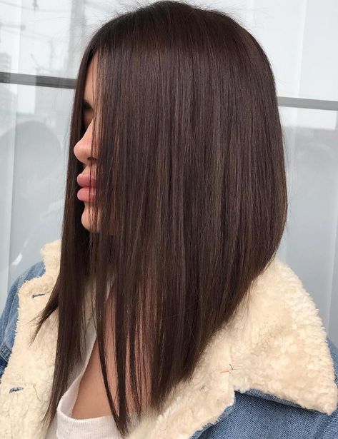 Triangle Long Layers, Tuns Bob Lung, Straight Hair Highlights, A Line Bob, Angled Bob Hairstyles, Kadeřnické Trendy, Easy Updo, Straight Hair Cuts, Angled Bob