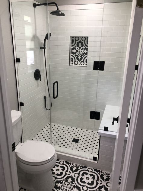 Black And White Floor, Toilet And Bathroom Design, Modern Bathroom Renovations, Full Bathroom Remodel, Small Bathroom Renovations, Washroom Design, Restroom Decor, White Floor, Bathroom Redesign