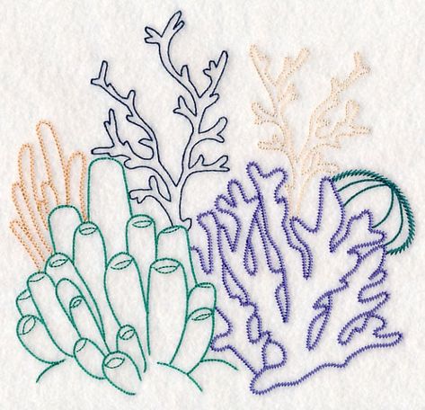 Kelp Embroidery, Ocean Embroidery Patterns, Seashells Embroidery Designs, Marine Embroidery, Ocean Embroidery, Beach Embroidery, Shirts Embroidery, Ocean Dress, Bleach Hoodie