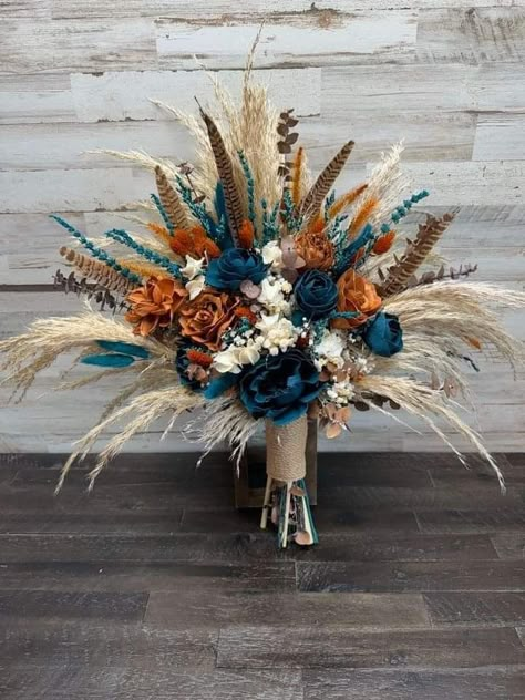 Burnt Orange Weddings Decorations, Western Wedding Centerpieces, Teal And Burnt Orange, Flower Archway, Native American Wedding, Country Western Wedding, Jasmine Wedding, Orange Wedding Flowers, Fall Barn Wedding