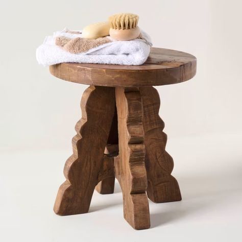 Bathroom Accessories Shop - Magnolia Wooden Bench Bathroom, Stool By Tub, Side Table Bathroom, Rustic Stools Wood, Plant Stand Stool, Bathroom Wooden Stool, Wood Shower Stool, Bathroom Tables Ideas, Bathroom Stools Decor