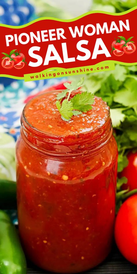 One of the best salsas you can savor is homemade salsa. Make the BEST pioneer woman salsa recipe in just 10 minutes! This homemade recipe is made with canned tomatoes, jalapenos, fresh lime juice, and spices. Save this to your Cinco de Mayo appetizer recipes! Pace Salsa Recipe Copycat, Mexican Village Salsa Recipe, Pace Salsa Recipe, Home Made Salsa Recipe, Award Winning Salsa Recipe, Salsa Using Canned Tomatoes, Rotel Salsa Recipe, Quick Salsa Recipe, Canned Rotel