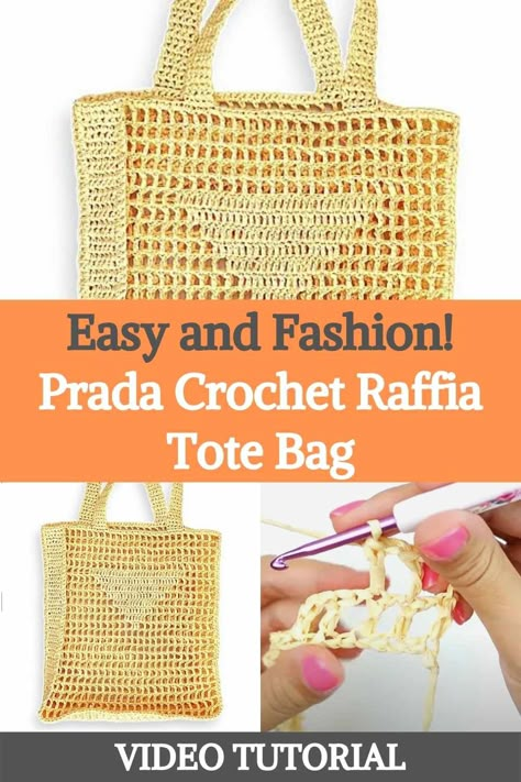 The simplicity of this crochet raffia bag is where the charm lies! You will love making this bag because it is a very simple and quick project. You can easily weave this raffia bag in just one day! You just need to know a few simple stitches: single crochet and half double crochet. As a result, it's a great crochet pattern for beginners to practice the basics. The half-double crochet creates an interesting, almost lacy texture because it's only worked through the back loop. Since the thread... Prada Raffia Tote Bag, Summer Crochet Bag, Prada Raffia, Tote Bag Crochet Pattern, Raffia Tote Bag, Raffia Crochet, Tote Bag Crochet, Bag Crochet Pattern, Free Crochet Bag