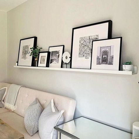 Display Shelves Ikea, Simple European Style, Wall Shelves Living Room, Photo Ledge, Picture Shelf, Wall Decoration Painting, Floating Shelves Living Room, Shelf Decor Living Room, Ribba Frame