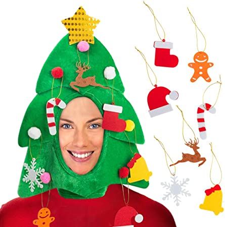 AmazonSmile: DomeStar Christmas Tree Hat with 7PCS Ornaments, Funny Christmas Hat, Novelty Santa Hat Holiday Theme Hat: Home & Kitchen Funny Christmas Hats, Christmas Tree Headband, Christmas Headwear, Christmas Party Hats, Christmas Tree Hat, Christmas Hats, Crazy Hats, Holiday Hats, Holiday Theme