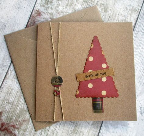 Crafty Christmas Cards, Sewn Christmas Cards, Homemade Xmas Cards, Home Made Christmas Cards, Cute Scrapbook Ideas For Boyfriend, Christmas Cards Homemade, Christmas Tree Cards Handmade, Handmade Xmas Cards, Scrapbook Ideas For Boyfriend