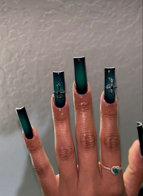 Long Acrylic Nail Designs, Drip Nails, Nails Green, Professional Fonts, Colored Acrylic Nails, Green Nail, Classy Acrylic Nails, Acrylic Nails Coffin Pink, Unique Acrylic Nails