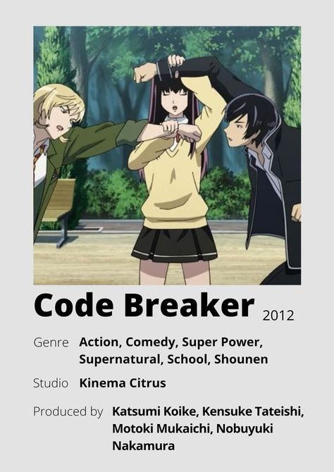 Code Breaker Anime, Pfp Cool, Anime Oc Male, Anime Minimalist Poster, Anime To Watch, Code Breaker, Anime Websites, Japanese Animated Movies, Anime Suggestions