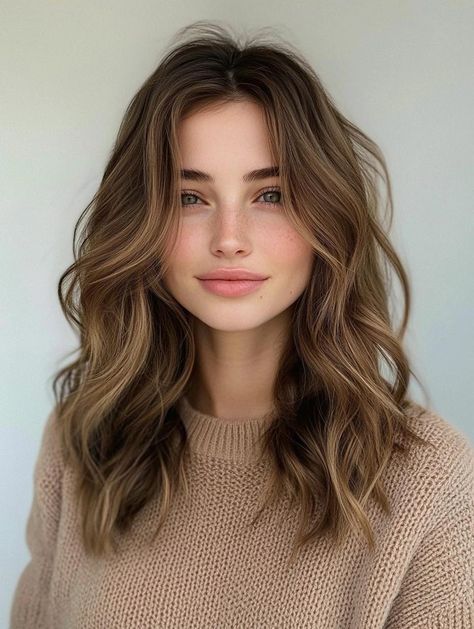 Stylish Medium Wavy Hairstyle Ideas for Every Occasion Hair Inspiration Curly Waves, Women Haircut Wavy Hair, Medium Length Hair With Subtle Layers, Natural Wavy Haircuts Medium Layered, Wavy Curl Haircut, Curtain Bangs Wavy Hair Side Part, Haircut For Slightly Wavy Hair, Curl Waves Medium Hair, Collarbone Wavy Hair