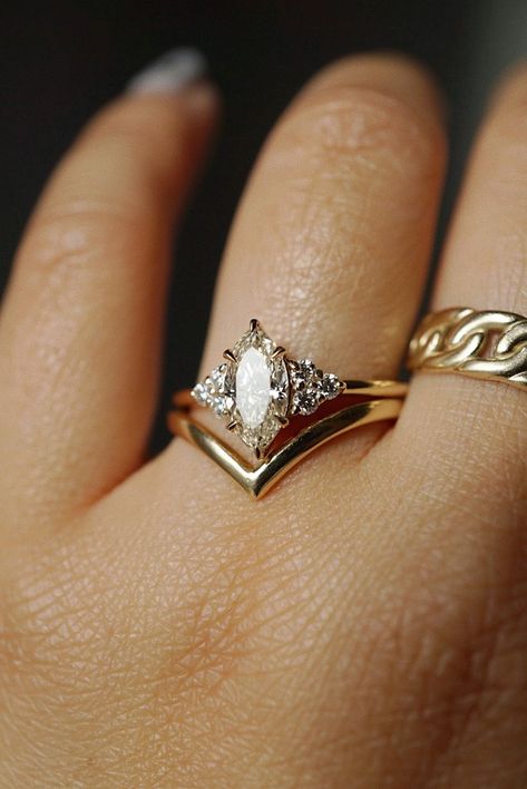 Gold Ring Marquise, Marquise Diamond With Wedding Band, Marquise Engagement Ring Wedding Band, Marquis Engagement Ring With Wedding Band, Wedding Band Marquise Engagement Ring, Champagne Marquise Diamond Ring, Marquise Engagement Ring And Band, Wedding Bands For Marquise Diamond, Lab Diamond Rings