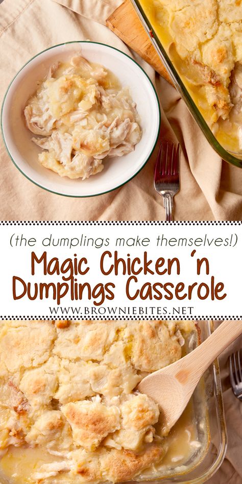 Chicken Dumplings Casserole, Crockpot Biscuits, Baked Chicken And Dumplings, Dumplings Crockpot, Chicken And Dumplings Casserole, Chicken Dumpling Casserole, Magic Chicken, Chicken Dumplings Recipe, Homemade Chicken And Dumplings