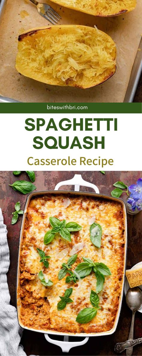 Spaghetti Squash Casserole Recipe is perfect for those busy nights that you need a meal and quick, but want it to be so delicious too. This Spaghetti Squash with Vodka Sauce Casserole is the heartiest low carb comfort food. This creamy baked casserole is loaded with spicy Italian sausage and mushrooms, giving it tons of flavor. The “vodka sauce” is made with greek yogurt. Finished with a nice layer of mozzarella and fresh basil, this is my version of healthy. Italian Sausage Spaghetti, Sausage And Spaghetti Squash, Low Carb Comfort Food, Spicy Italian Sausage, Spaghetti Squash Casserole, Squash Casserole Recipes, Baked Spaghetti Squash, Ground Italian Sausage, Spaghetti Squash Recipes