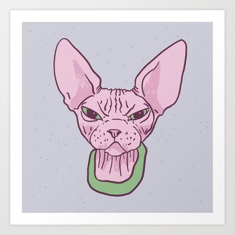 Pink Grumpy Hairless Sphynx Cat - Wrinkly Nude Kitty with an Attitude - Pastel Line Tattoo Art Art Print by ananovakovic #AD , #Sponsored, #SPONSORED, #Cat, #Sphynx, #Pink, #Wrinkly Cats Hairless, Design Chair, Watercolor Bookmarks, Hairless Cat, Line Tattoo, Watercolor Cat, Cat Wall Art, Sphynx Cat, Sphynx