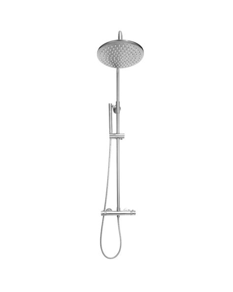 Eden Modern Thermostatic Bar Shower Valve with Round Shower Head and Hand Shower ChromeExperience a high-end hotel shower in the comfort of your home!Upgrade your bathroom space with a contemporary shower head, valve, and hand shower that you will simply love. The sleek polished chrome finish adds a modern touch to your bathroom.The thermostatic control system allows you to easily adjust the temperature of your shower, enabling you to customize your experience to perfection.This premium shower is crafted from high-quality brass and stainless steel ensuring durability. We additionally provide a Bathroom Takeaway 10-year 'fit and forget' guarantee for added peace of mind.Includes:Bar Valve, Riser Kit including shower head, Handset and Hose with installation kit Specifications:Range: EdenShow Chrome Shower Fixtures, Villa Interiors, Shower Style, Bathroom Shower Heads, Stone Shower, Shower Diverter, Wallpapers Cartoon, Contemporary Shower, Shower Fittings