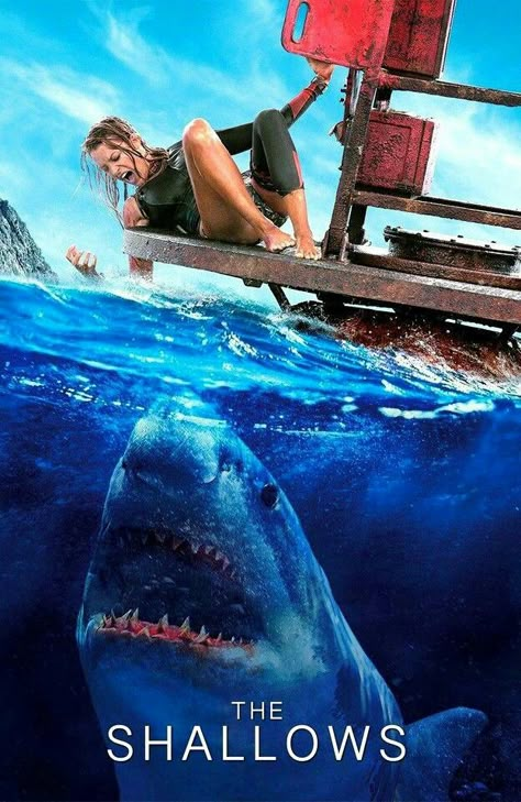 THE SHALLOWS Shallows Movie, Shark Film, Attack Movie, Shark Movies, Jaws Movie, Republic Pictures, Film Netflix, The Shallows, Tv Posters