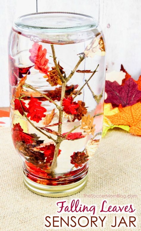 Fall Snow Globe - Falling Leaves Sensory Bottle Fall Activities For Nursing Home, October Ideas For Seniors, November Craft Ideas For Seniors, Autumn Crafts For Seniors, Fall Craft Ideas For Seniors, November Craft Ideas For Adults, Autumn Craft Ideas For Adults, November Crafts For Seniors, November Activities For Seniors