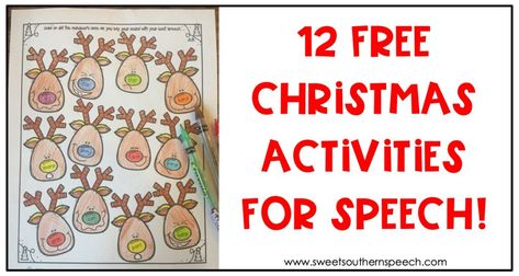 12 FREE Christmas Activities For Speech Therapy - Sweet Southern Speech Holiday Speech Therapy Activities, Gingerbread Speech Therapy Activities, December Speech Therapy Activities, Speech Therapy Christmas Activities, Free Christmas Activities, December Lesson Plans, Christmas Speech Therapy, Speech Therapy Room, Speech Therapy Activities Preschool