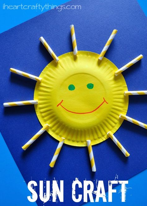 Use paper plate and straws to create this fun Sun Craft for Kids. Sun Craft, Paper Plate Art, Sun Crafts, Grinch Crafts, Weather Crafts, Paper Plate Crafts For Kids, Summer Crafts For Kids, Daycare Crafts, Paper Plate Crafts