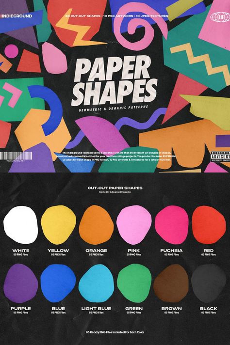 Paper Shapes Color Block Design Graphics, Different Arts, 60s Branding, Complimentary Colors Art, Shapes In Design, Colourful Graphic Design, Organic Shapes Design, Shapes Graphic Design, Color Palette Graphic Design