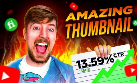 Click here to learn how to make a thumbnail like MrBeast. Mr Beast Thumbnail, Mr Beast, Youtube Design, Mr. Beast, Thumbnail Design, Youtube Thumbnail, Earn Money Online, Social Media Design, Make Money Online