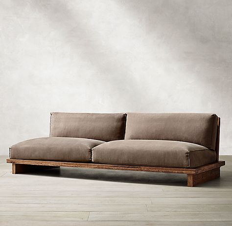 Restoration Hardware  Backyard furniture Diy Sofa, Wood Sofa, Wooden Sofa, Ikea Furniture, Interior Furniture, Sled, 인테리어 디자인, Sofa Design, Sofa Furniture