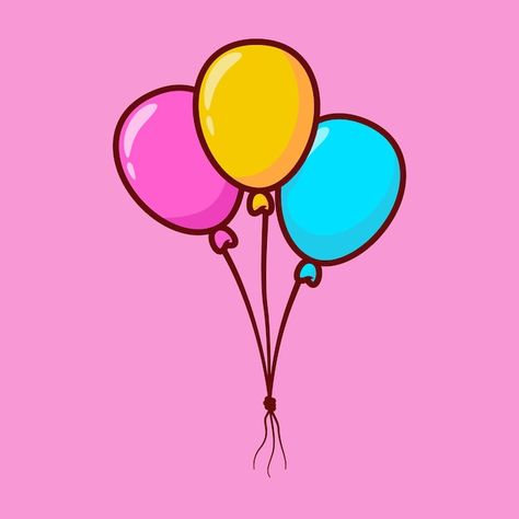 Vector vector cute balloons illustration... | Premium Vector #Freepik #vector Colorful Line Art, Balloons Illustration, Cute Balloons, Balloon Vector, Emotes Twitch, Balloon Illustration, Cartoon Doodle, Line Art Vector, Illustration Cartoon