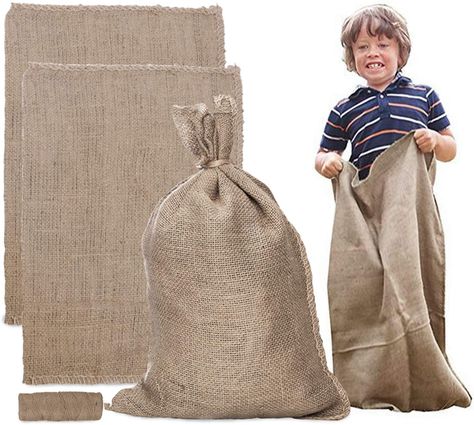 Potato Sack Races, Sack Race, Birthday Party Game, Birthday Party Games For Kids, Tree Bag, Burlap Sacks, Perfect Birthday Party, Burlap Bags, Yard Waste