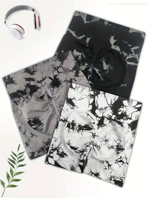 3 piezas Shorts deportivos tie dye, shorts de yoga, entrenamiento y running de cintura alta para mujer, ropa deportiva femenina, shorts de boxeo para mujer Multicolor     Color combinado,Tie-Dye,Tropical Sin costuras Elástico Alto Verano,Todo,Primavera/Verano/Otoño Women Activewear, size features are:Bust: ,Length: ,Sleeve Length: Activewear Women, Workout Outfits, Running Fitness, Workout Yoga, Women's Activewear, Tie Dye Shorts, Sports Shorts, Elegant Dresses Long, Yoga Shorts