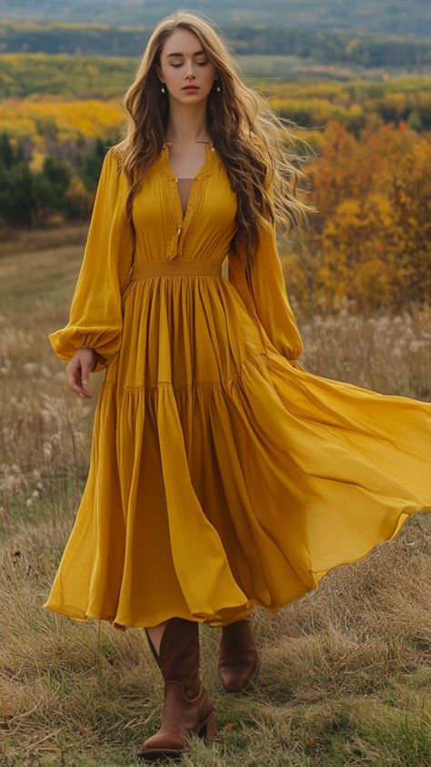 a woman wears a fall wedding guest dress and cowboy boots, western outfits Cowgirl Boots Wedding Guest, Wedding Guest Dress Cowboy Boots, Cowboy Boots Wedding Guest, Daytime Wedding Guest Outfit, Boots Wedding Guest, Country Wedding Guest Outfit, Dresses With Cowgirl Boots, Dress And Cowboy Boots Outfit, Red Cowboy Boots Outfit