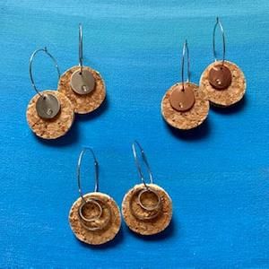 Wine Cork Earrings | Etsy Cork People, Wine Cork Earrings, Upcycled Wine Corks, Wine Cork Jewelry, Cork Necklace, Recycled Wine Corks, Cork Jewelry, Cork Projects, Cork Earrings