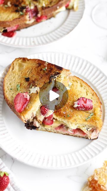 Jacqueline Murphy | Double the Spoonfuls on Instagram: "Brie Grilled Cheese with Honey and Strawberries! 🍓 If you’re looking for a savory strawberry recipe for this Valentine’s week then you’ll love this 25 minute sandwich. Pair it with our strawberry roses for the best combo 🌹 It’s also such a fun way to use brie!! 🤍 The recipe is on our blog!
•
•
•
•
•
#strawberries #valentines #valentinesday #grilledcheese #briecheese #cheesy #quickrecipes #doublethespoonfuls" Chicken Brie Sandwich, Savory Strawberry Recipes, Cheese With Honey, Brie Grilled Cheese, Brie Sandwich, Strawberry Recipe, Strawberry Roses, Brie Cheese, Strawberry Recipes