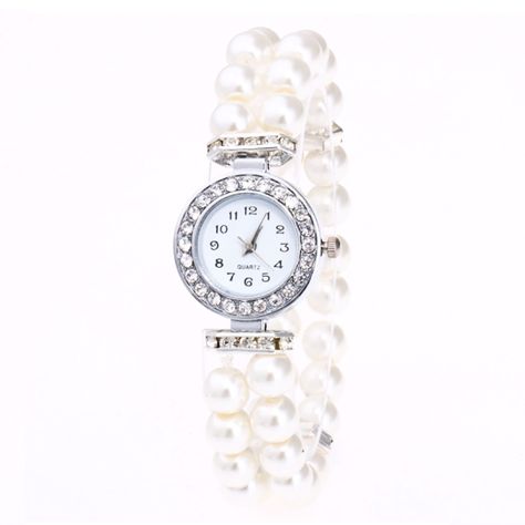 Cher Fashion, Casual Pearls, Simple Watches, Rhinestone Watches, Crystal Watches, Rose Gold Watches, Girls Watches, Gemstone Beaded Bracelets, Casual Watches