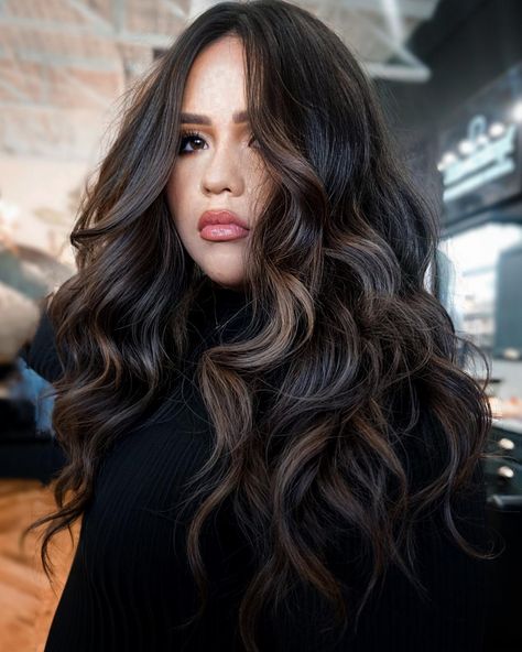 Espresso Brown Hair with Partial Balayage Partial Balayage, Balayage Blond, Black Hair Balayage, Dark Brunette Hair, Blond Balayage, Brunette Hair With Highlights, Balayage Hair Dark, Dark Hair With Highlights, Brown Hair Balayage