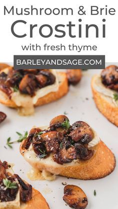 Mushroom Brie Recipes, Brie Mushroom Appetizer, Brie And Mushroom Appetizer, Mushroom Crostini Appetizers, Mushroom Brie Appetizers, Crostini Appetizers Brie, Christmas Brie Appetizers, Fall Brie Appetizer, Savory Brie Recipes