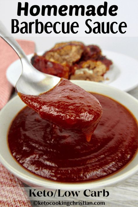 Homemade BBQ Sauce - Keto and Low Carb Dress up your chicken and ribs with this homemade sweet and smoky Low Carb BBQ sauce! #ketorecipes #keto #lowcarbbbqsauce #ketobbqsauce #ketobarbecuesauce #lowcarbbarbecuesauce #ketogenic #sugarfreebbqsauce #ketocookingchristian Keto Barbecue Sauce, Chicken And Ribs, Sugar Free Barbecue Sauce, Keto Bbq Sauce, Low Carb Bbq Sauce, Keto Bbq, Homemade Bbq Sauce, Keto Sauces, Homemade Barbecue Sauce