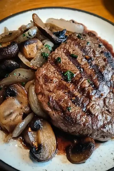 Steak with sautéed onions and mushrooms is a flavorful, easy meal that’s perfect for any occasion. Try this recipe today! Onions For Steak, Easy Steak Recipe, Seasoned Steak, Sauteed Steak, Steak And Onions, Sautéed Onions, Mushrooms And Onions, Easy Steak Recipes, Steak And Mushrooms