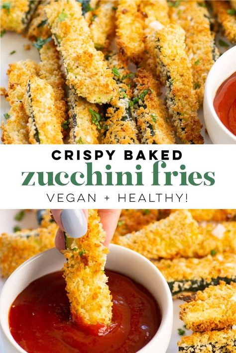 Fries Video, Zucchini Fries Recipe, Vegan Zucchini Recipes, Savoury Bites, Wraps Vegan, Baked Zucchini Fries, Recipes Zucchini, Fall Meals, Vegan Fries