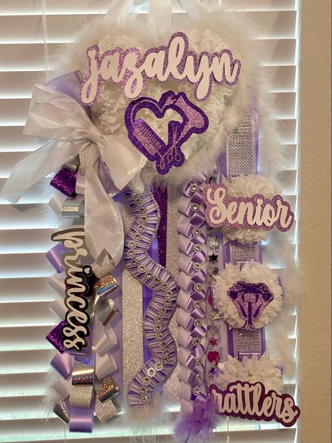 homecoming mum
senior mum
hoco senior Senior Year Diy, Purple Hoco, Homecoming Spirit Week, Purple Mums, Senior Homecoming, Texas Homecoming Mums, Army Wife Life, Homecoming Spirit, White Mums